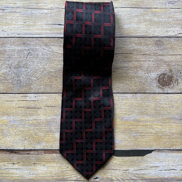Haggar One Size Mens Tie Black and Red  60”x 3” - Picture 2 of 10